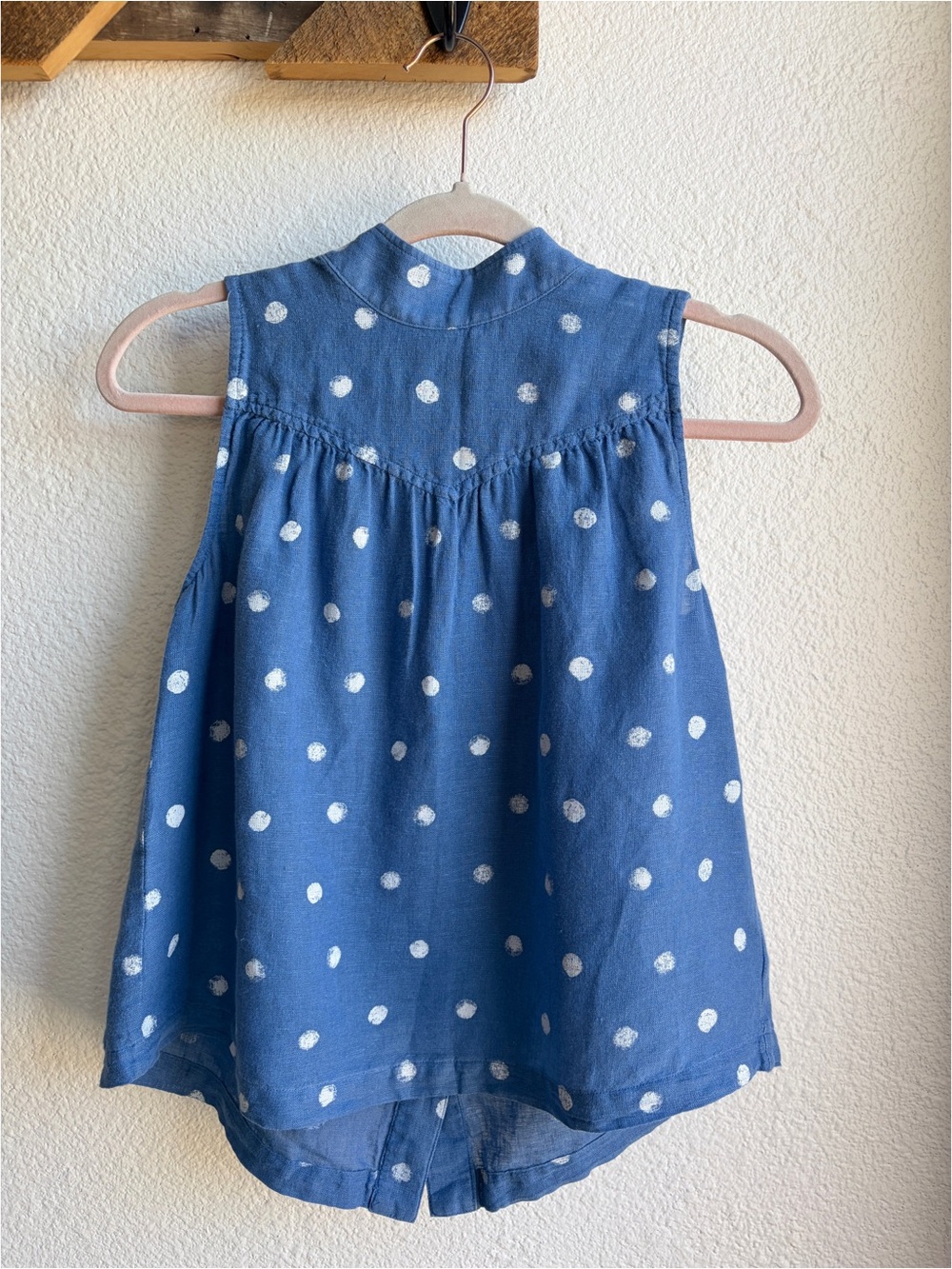 Cloth and Stone Cotton Linen Polka Dot Sleeveless Button Back Blouse Small